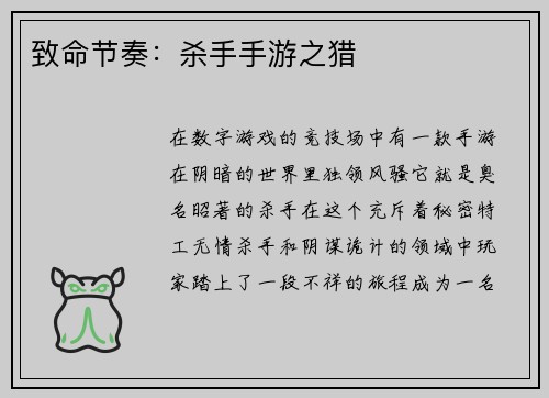 致命节奏：杀手手游之猎